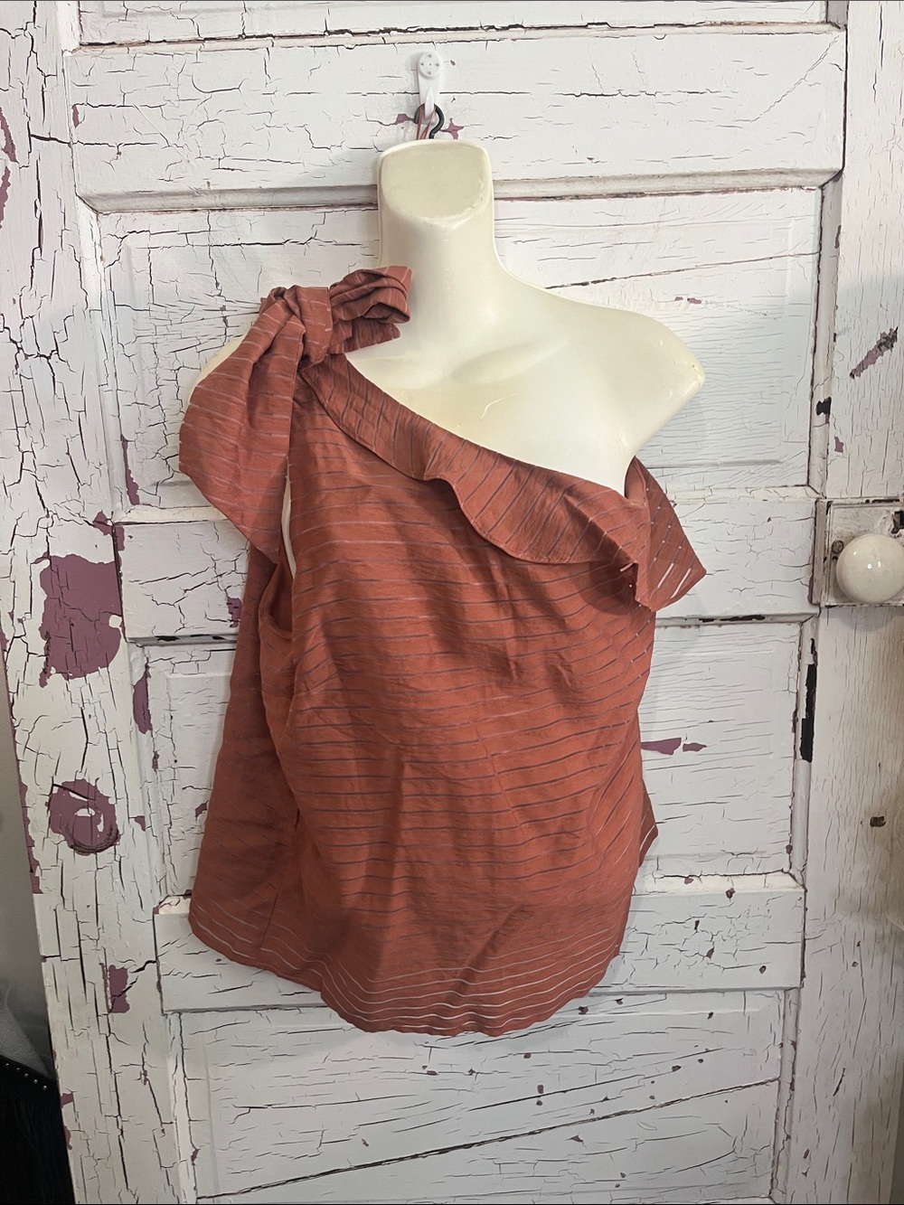 NWT Nine West One-Shoulder Ruffle Camisole in Rust XXL MSRP $36